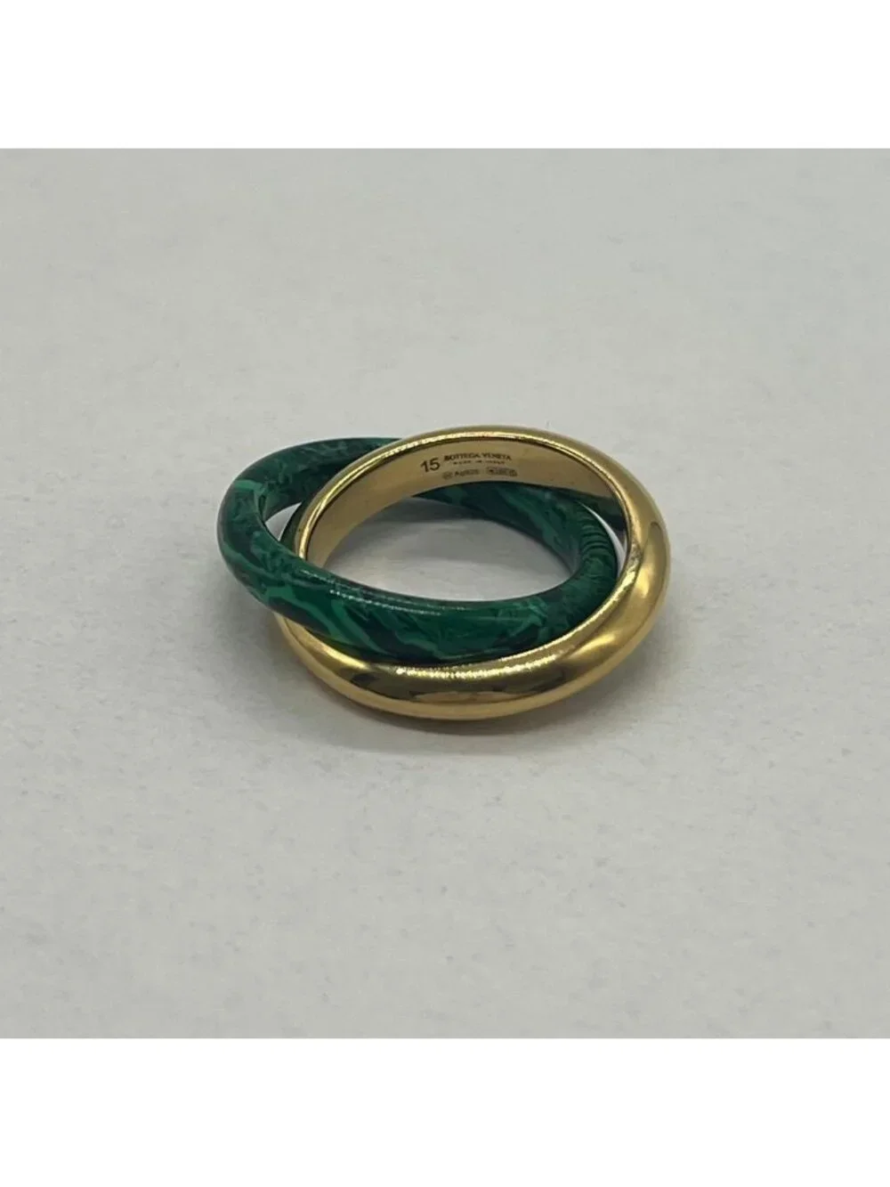 Bottega Veneta Interlocking Double Ring Malachite